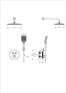 Душевой комплект Wonzon & Woghand WW-D2017-A-BG с термостатом брашированное золото